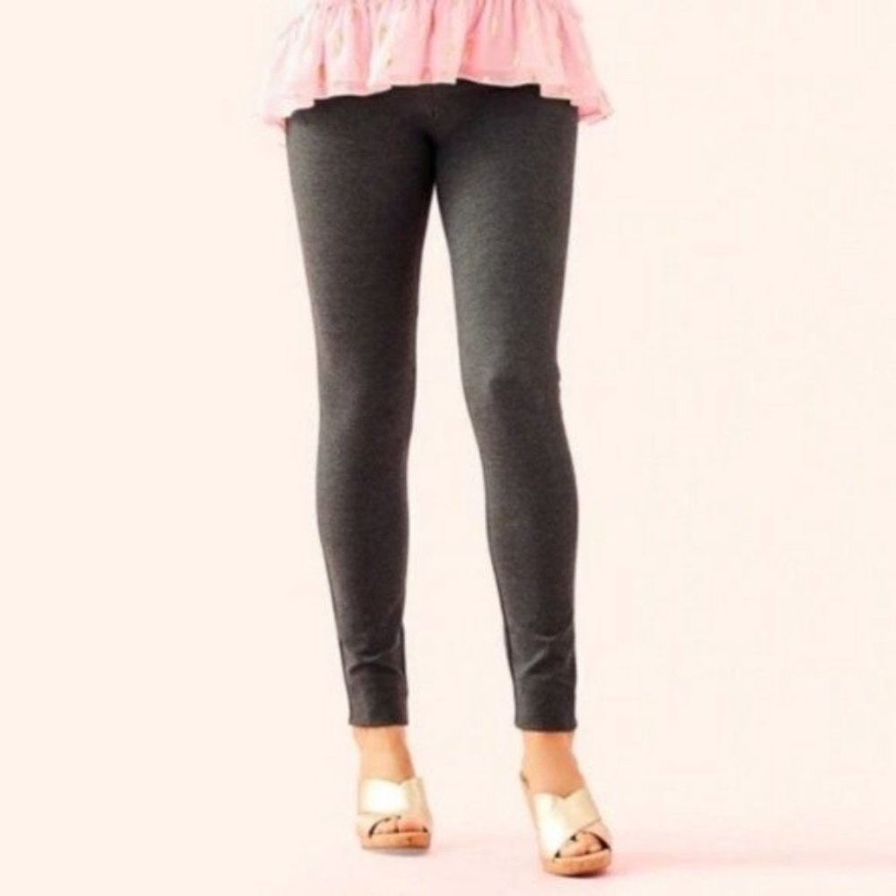 Lilly Pulitzer Grey Nira Skinny Stretch Leggings Comfortable Athleisure Size S